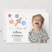 フォト付き宇宙誕生日招待状 招待状 (正面)