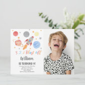 フォト付き宇宙誕生日招待状 招待状 (スタンド正面)