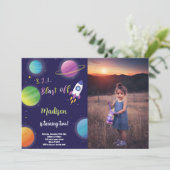 フォト付き宇宙誕生日招待状 招待状 (スタンド正面)