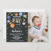 フォト付き宇宙誕生日招待状 招待状 (正面)