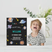 フォト付き宇宙誕生日招待状 招待状 (スタンド正面)