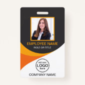 フォト企業の従業員QRコードオレンジ色 バッジ (正面)