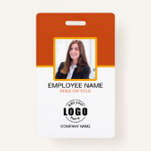 フォト企業の従業員QRコードオレンジ色 バッジ (正面)