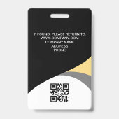 フォト企業の従業員QRコード黒い黄色 バッジ (裏面)
