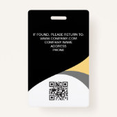 フォト企業の従業員QRコード黒い黄色 バッジ (裏面)