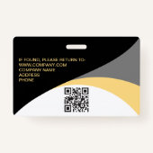 フォト企業の従業員QRコード黒い黄色 バッジ (裏面)