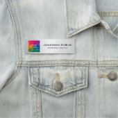 フォト会社のロゴ追加文字テンプレートシルバー 名札 (インサイチュ)