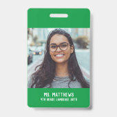 フォト先生ナースの緑の名前 バッジ (裏面)