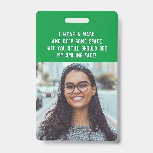 フォト先生ナースの緑の名前 バッジ (正面)