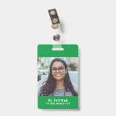 フォト先生ナースの緑の名前 バッジ (裏面 （クリップ付）)