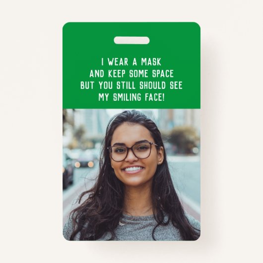 フォト先生ナースの緑の名前 バッジ (正面)