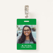 フォト先生ナースの緑の名前 バッジ (裏面クリップ)