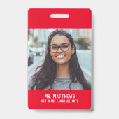 フォト先生ナースの赤の名前 バッジ (裏面)