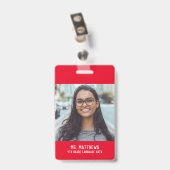 フォト先生ナースの赤の名前 バッジ (裏面 （クリップ付）)