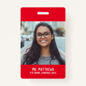 フォト先生ナースの赤の名前 バッジ (裏面)