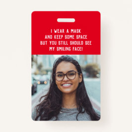 フォト先生ナースの赤の名前 バッジ