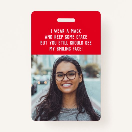 フォト先生ナースの赤の名前 バッジ (正面)