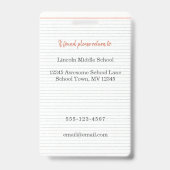 フォト先生IDバッジスクール、マスクなし バッジ (Back)