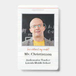 フォト先生IDバッジスクール、マスクなし バッジ