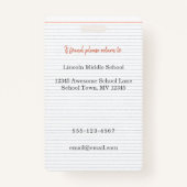 フォト先生IDバッジスクール、マスクなし バッジ (裏面)