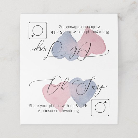 フォト共有折り畳みテーブルカード#hashtagハート プレイスカード (外部開封)