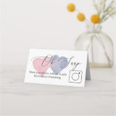 フォト共有折り畳みテーブルカード#hashtagハート プレイスカード (裏面)