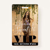 フォト写真カスタム誕生日スウィート16 VIPパス バッジ (正面)