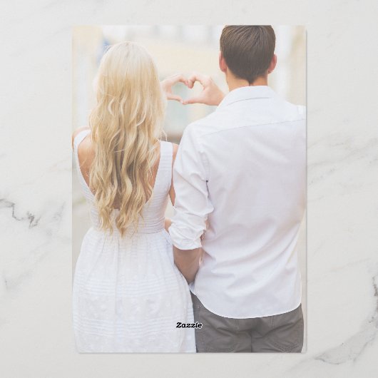 フォト写真結婚ズエレガントロマンチック 箔招待状 (裏面)