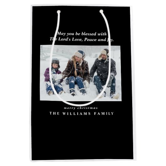 フォト出生バイブル聖句クリスチャン・クリスマス ミディアムペーパーバッグ (正面)