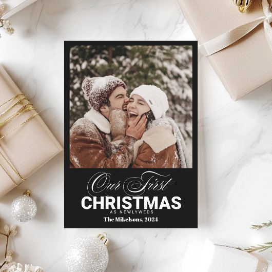 フォト初めてのクリスマスをNewlywedsとして シーズンカード