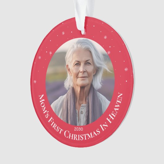 フォト初めてのクリスマスイン天国 パーソナライズされた オーナメント (正面)