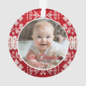 フォト初めてのクリスマスクラシックの素朴パターン オーナメント (裏面)