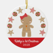 フォト初めてのクリスマスジンジャーブレッド セラミックオーナメント (正面)