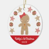 フォト初めてのクリスマスジンジャーブレッド セラミックオーナメント (左)