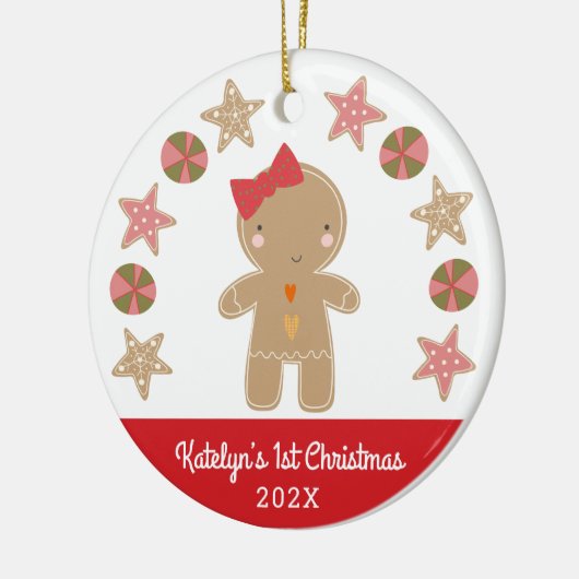 フォト初めてのクリスマスジンジャーブレッド セラミックオーナメント (左)