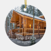フォト初めてのクリスマスニューホームホワイトスクリプト2024 セラミックオーナメント (正面)