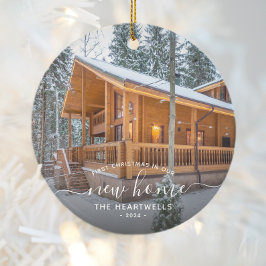 フォト初めてのクリスマスニューホームホワイトスクリプト2024 セラミックオーナメント