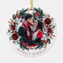 フォト初めてのクリスマスミセス・メリー結婚したリー セラミックオーナメント