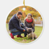 フォト初めてのクリスマス婚約したズWinter Woodland セラミックオーナメント (裏面)