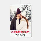 フォト初めてのクリスマス婚約したミニマルクリスマスカスタム メタルオーナメント (正面左)