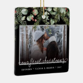 フォト初めてのクリスマス婚約した冬緑 セラミックオーナメント (右)