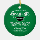 フォト卒業おめでとうグリーンホワイトとブラック セラミックオーナメント (正面)