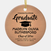 フォト卒業おめでとうブラシ銅及びブラック セラミックオーナメント (正面)