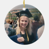 フォト卒業おめでとうモダンの緑と白 セラミックオーナメント (裏面)