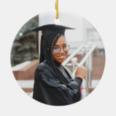 フォト卒業おめでとうモダンブラックと金ゴールド セラミックオーナメント (裏面)