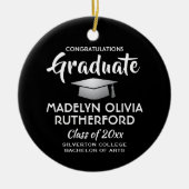 フォト卒業おめでとうモダン白黒 セラミックオーナメント (正面)
