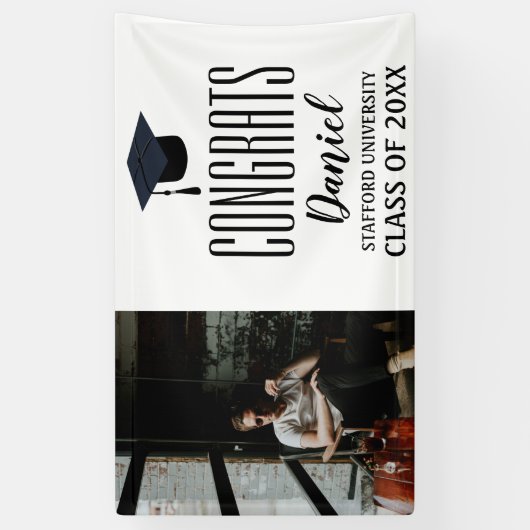 フォト卒業おめでとう名前をカスタムする 横断幕 (縦)
