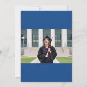 フォト卒業お祝いパーティー、金ゴールド、青、 招待状 (裏面)