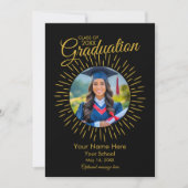 フォト卒業スター発表(ブラック&金ゴールド) 案内状 (正面)