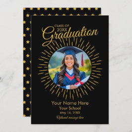 フォト卒業スター発表(ブラック&金ゴールド) 案内状